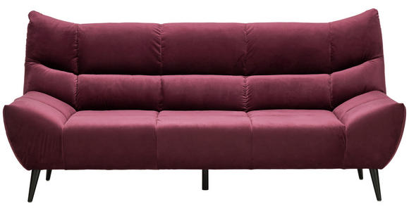 3-SITZER-SOFA Mikrofaser Weinrot - Weinrot/Schwarz, Design, Textil/Metall (222/106/99cm) - Xora