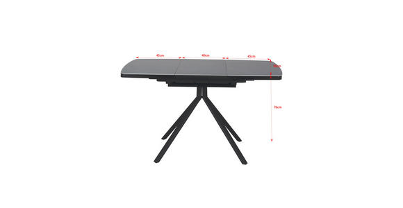 ESSTISCH in Metall, Keramik, Holzwerkstoff 90-130/90/76 cm - Schwarz/Grau, Design, Keramik/Holzwerkstoff (90-130/90/76cm) - Novel