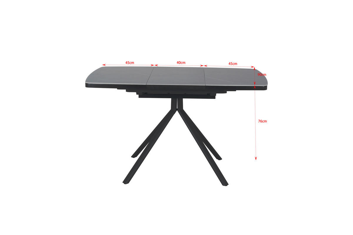 ESSTISCH in Metall, Keramik, Holzwerkstoff 90-130/90/76 cm  - Schwarz/Grau, Design, Keramik/Holzwerkstoff (90-130/90/76cm) - Novel