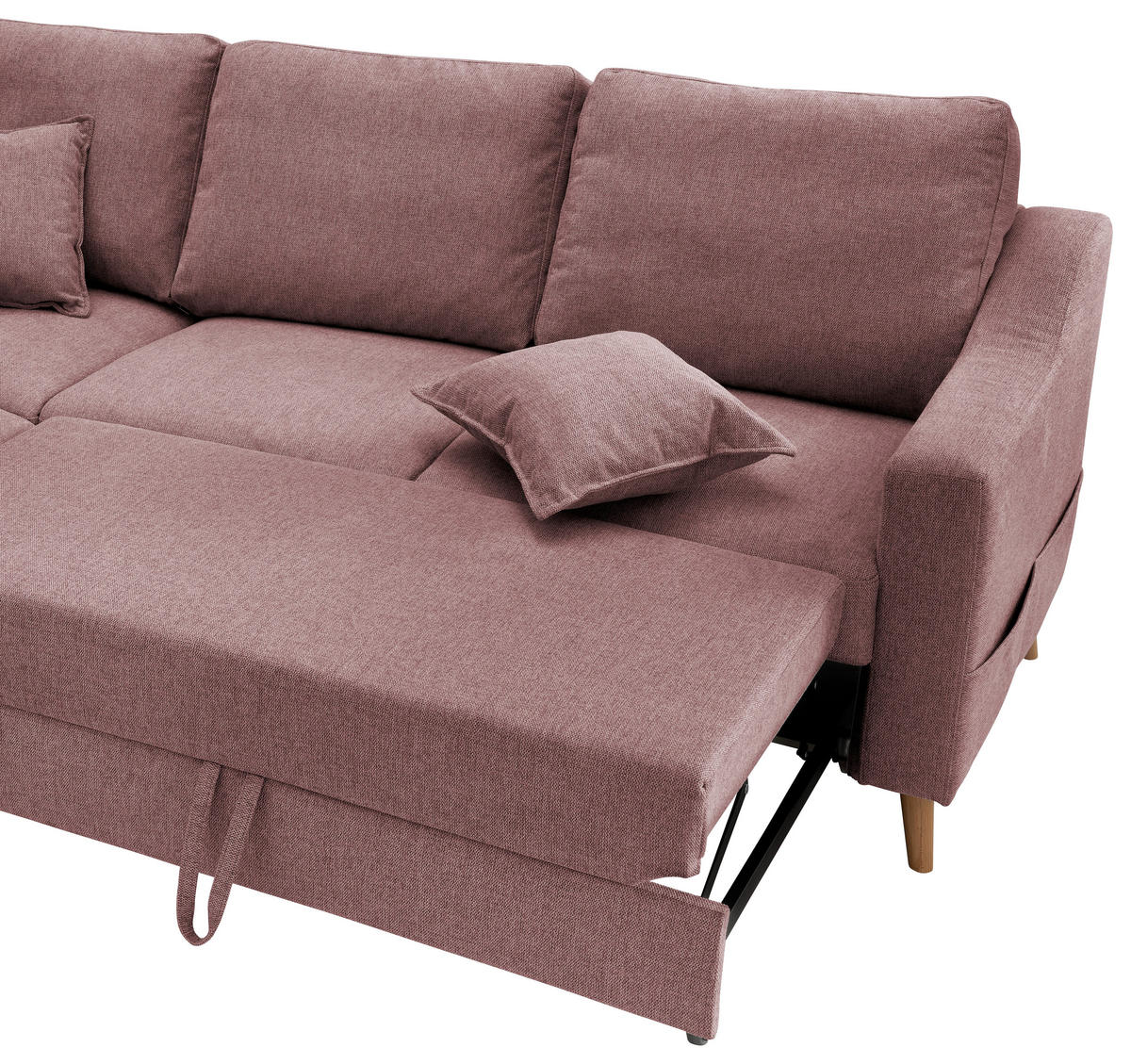 ECKSOFA Struktur Rosa  - Naturfarben/Rosa, Konventionell, Holz/Textil (200/230cm) - P & B