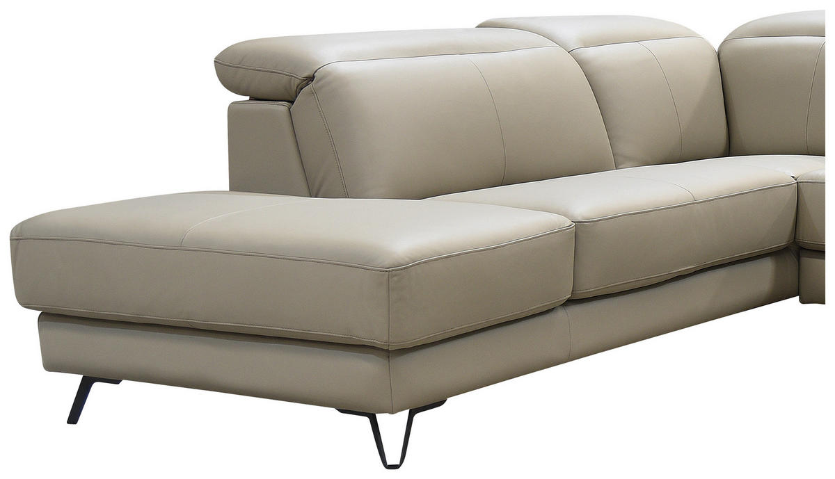 ECKSOFA in Echtleder Schlammfarben  240/303 cm  - Schlammfarben/Schwarz, MODERN, Leder/Holz (240/303cm) - Livetastic