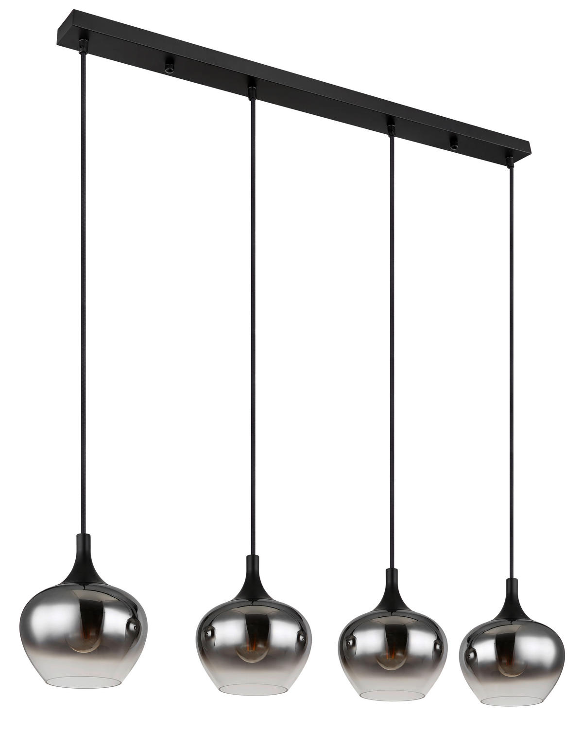 HÄNGELEUCHTE Maxy 100/18/120 cm   - Schwarz, Design, Glas/Metall (100/18/120cm) - Globo