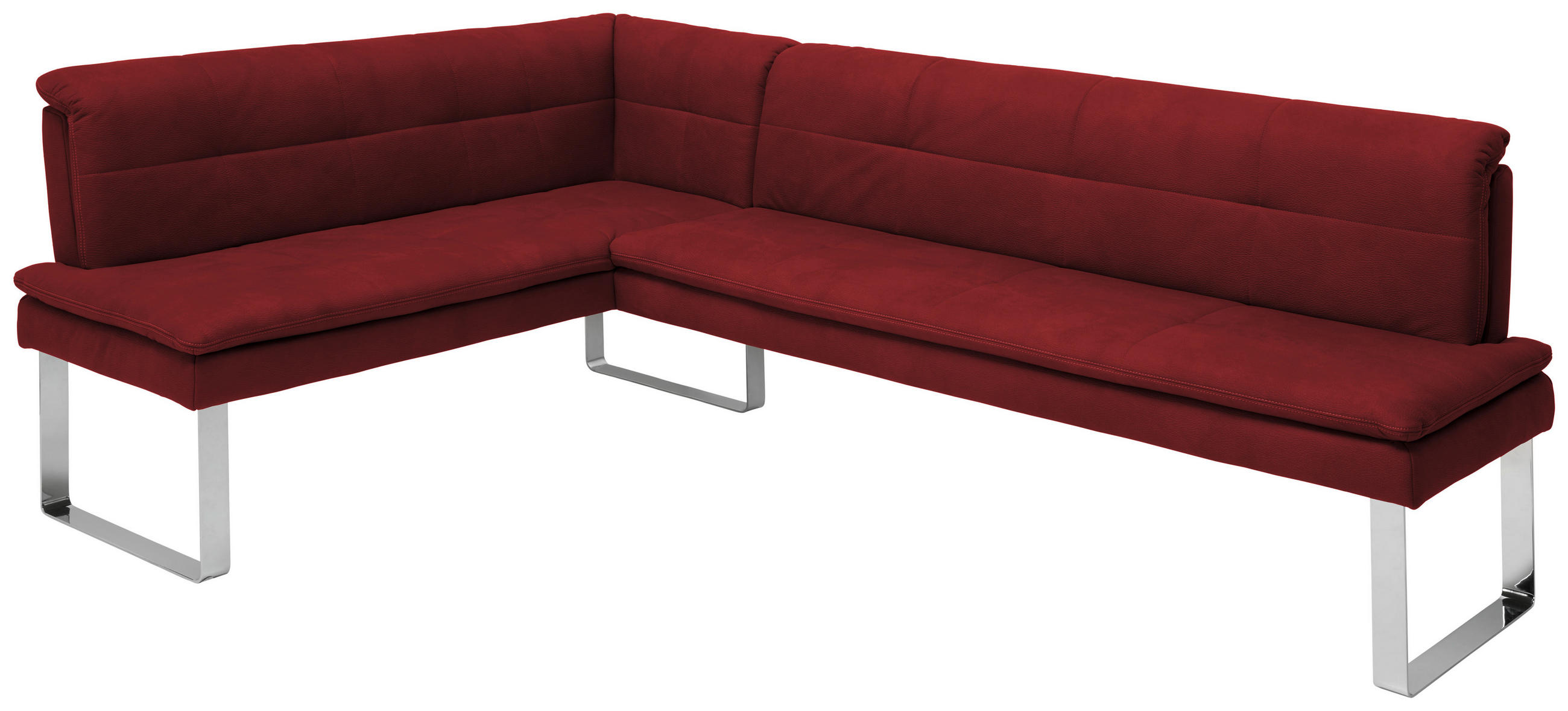 ECKBANK 154/213 cm Mikrofaser Chromfarben, Bordeaux Metall   - Chromfarben/Bordeaux, Design, Textil/Metall (154/213cm) - Novel