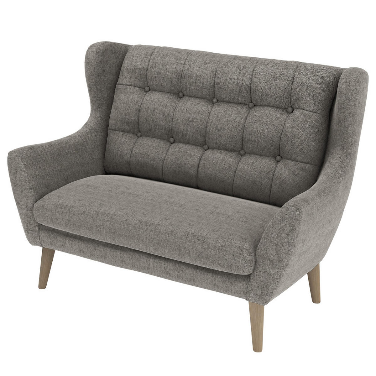 2-SITZER-SOFA in Webstoff Dunkelgrau  - Eichefarben/Dunkelgrau, Konventionell, Holz/Textil (144/107/94cm) - Trendmanufaktur