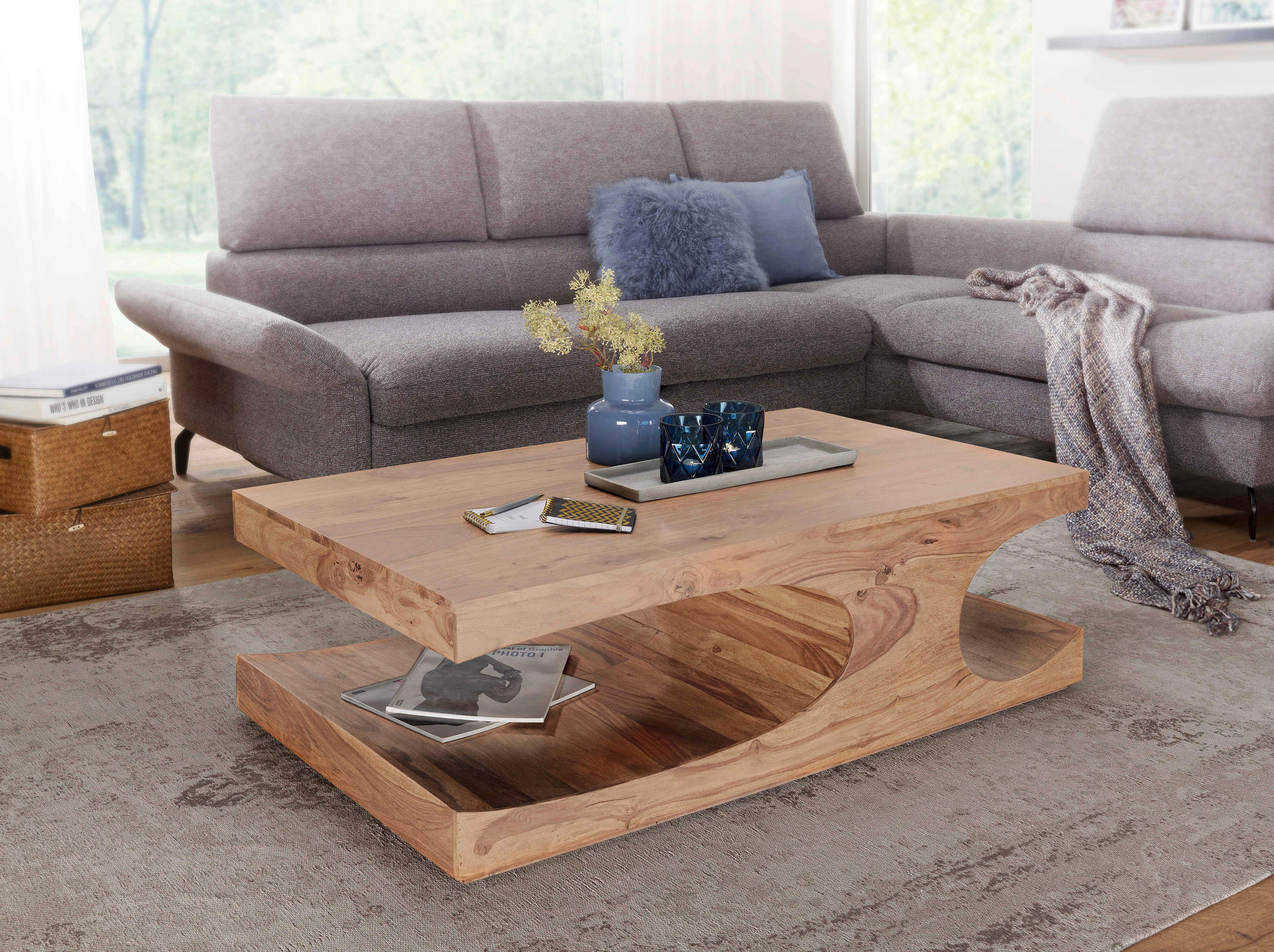 COUCHTISCH Akazie massiv 118/70/38 cm rechteckig Akaziefarben  - Akaziefarben, Design, Holz (118/70/38cm) - MID.YOU