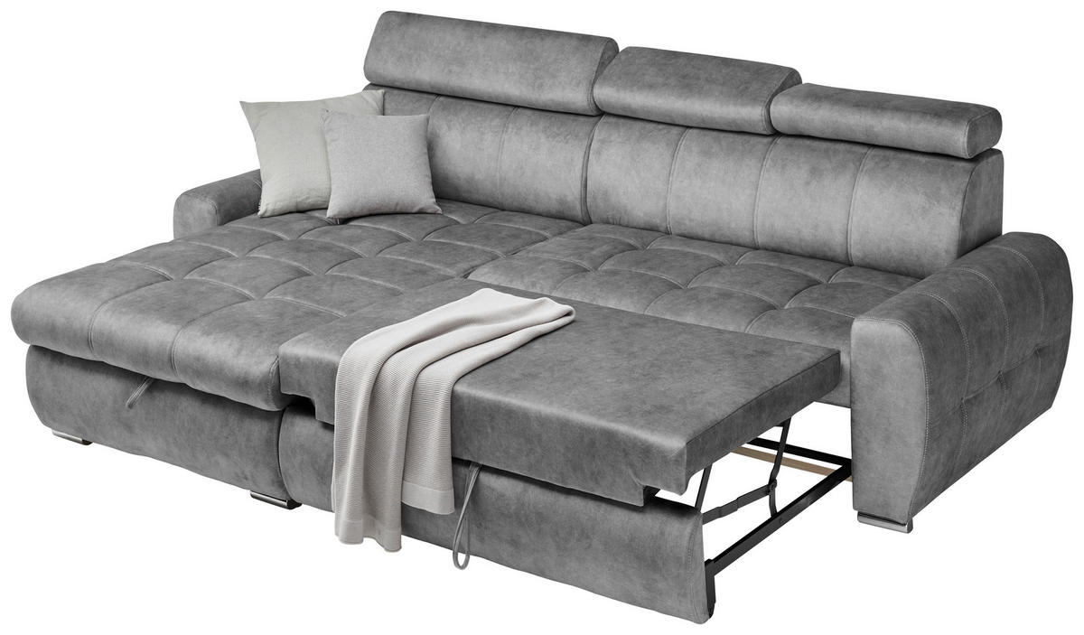 ROHOVÁ SEDAČKA, textil, šedá - šedá/bílá, Design, textil/plast (276/173cm) - Stylife