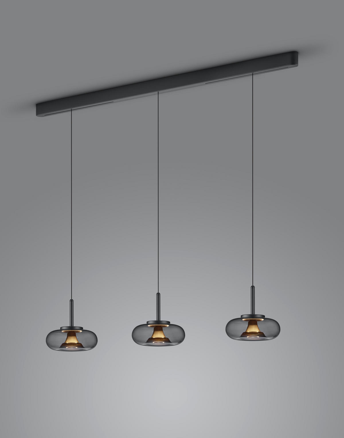 LED-HÄNGELEUCHTE Sica 22/210 cm  - Goldfarben/Schwarz, Design, Glas/Metall (22/210cm) - Helestra