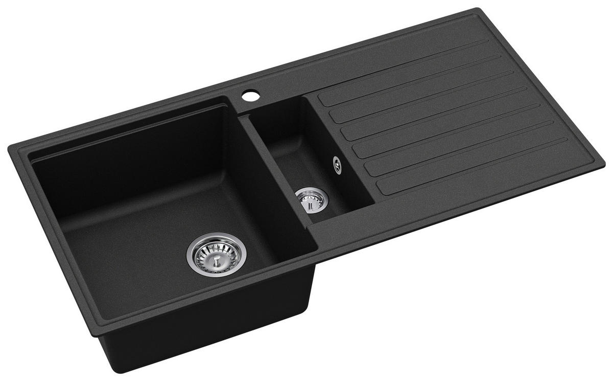 SPÜLE TILA151BL  - Schwarz, Basics, Stein (100/20/50cm) - Visiona