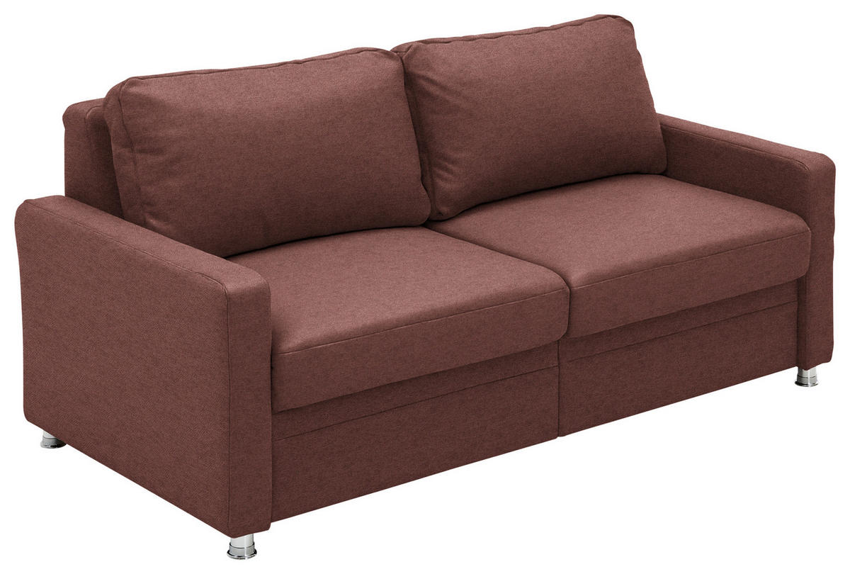 SCHLAFSOFA  in Chenille Weinrot  - Chromfarben/Weinrot, KONVENTIONELL, Textil/Metall (206/90/100cm) - Beldomo Style