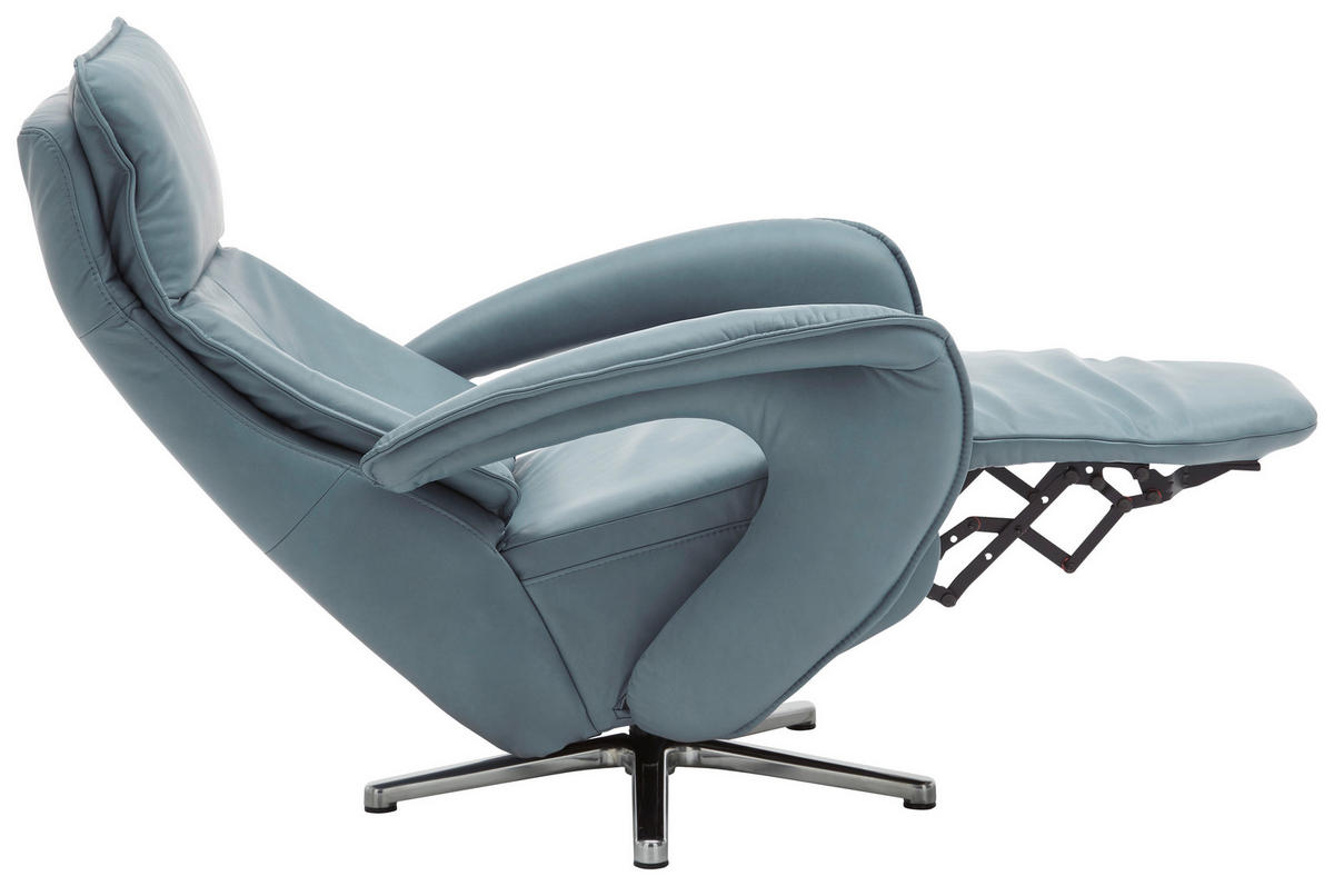 RELAX FOTEL - krómszínű/világoskék, Design, bőr/fém (77/108/87cm) - Valdera