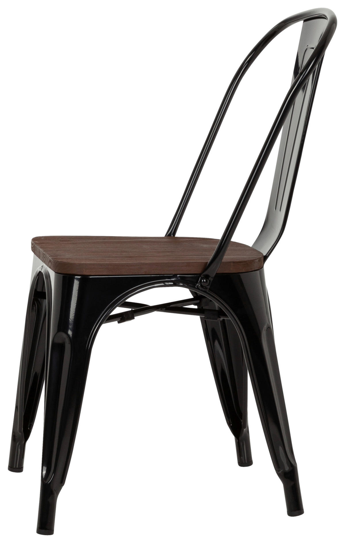 STUHL  stapelbar   Schwarz, Dunkelbraun  - Dunkelbraun/Schwarz, Basics, Holz/Metall (44/84/54cm) - MID.YOU
