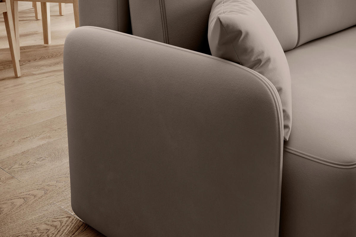 ECKSOFA Beige Plüsch  - Beige/Schwarz, Design, Kunststoff/Textil (206/150cm) - MID.YOU