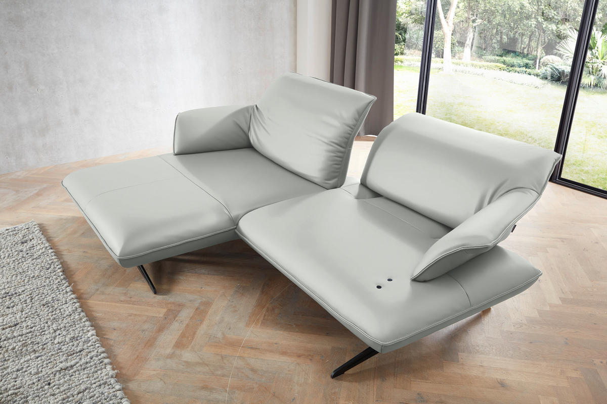 ECKSOFA in Echtleder Weiss  - Weiss/Beige, Design, Leder/Metall (169/252cm) - Koinor