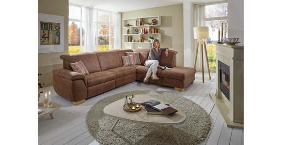 ECKSOFA Braun Mikrofaser - Beige/Buchefarben, KONVENTIONELL, Textil (299/245cm) - Voleo