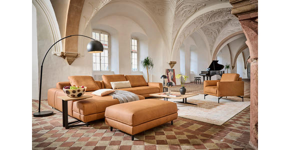 ECKSOFA  in Echtleder Hellbraun  225/355 cm  - Hellbraun/Anthrazit, Design, Leder/Metall (225/355cm) - Johann Jakob