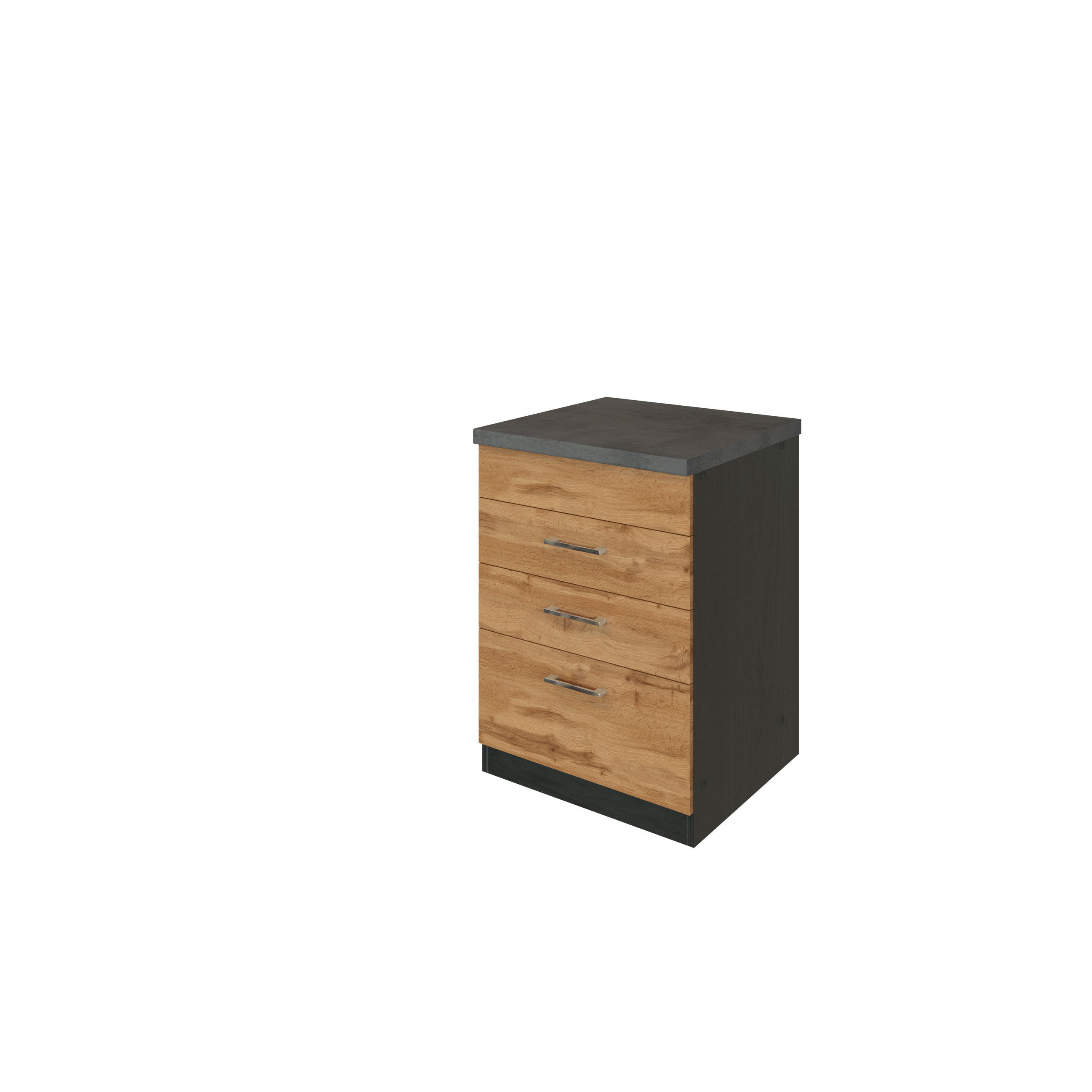 SCHUBKASTENUNTERSCHRANK 60/85/60 cm  in Eichefarben  - Chromfarben/Eichefarben, MODERN, Holzwerkstoff/Metall (60/85/60cm) - Held
