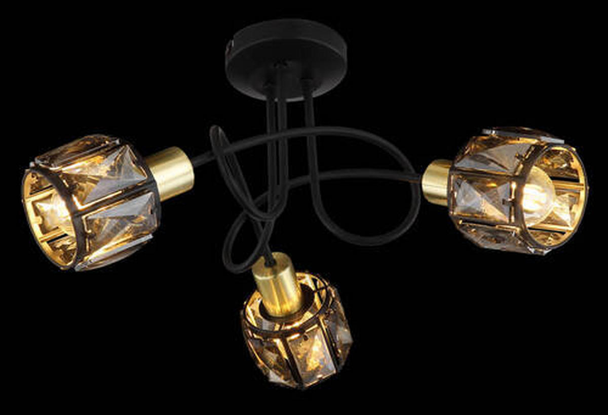 PLAFONIERĂ - auriu/negru, Design, sticlă/metal (38/24cm) - Globo