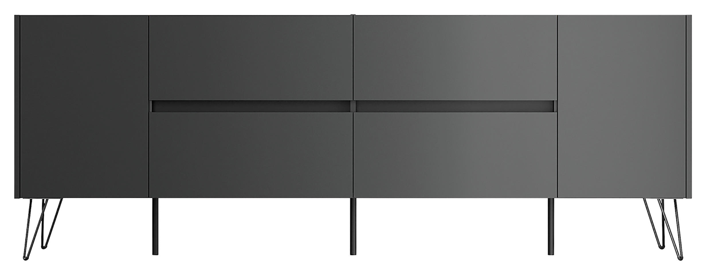 SIDEBOARD Posseik Industrial  in 199/75,8/42 cm  - Eichefarben/Graphitfarben, Design, Holzwerkstoff/Metall (199/75,8/42cm) - P & B