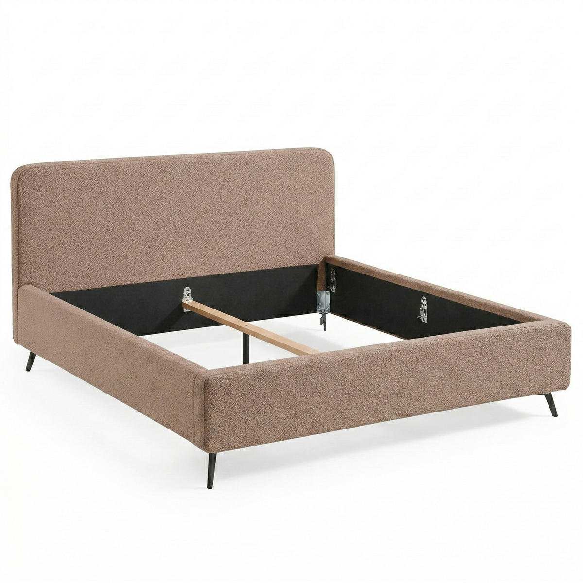 POLSTERBETT 180/200 cm,  in Braun,  - Schwarz/Braun, MODERN, Holz/Textil (180/200cm) - MID.YOU