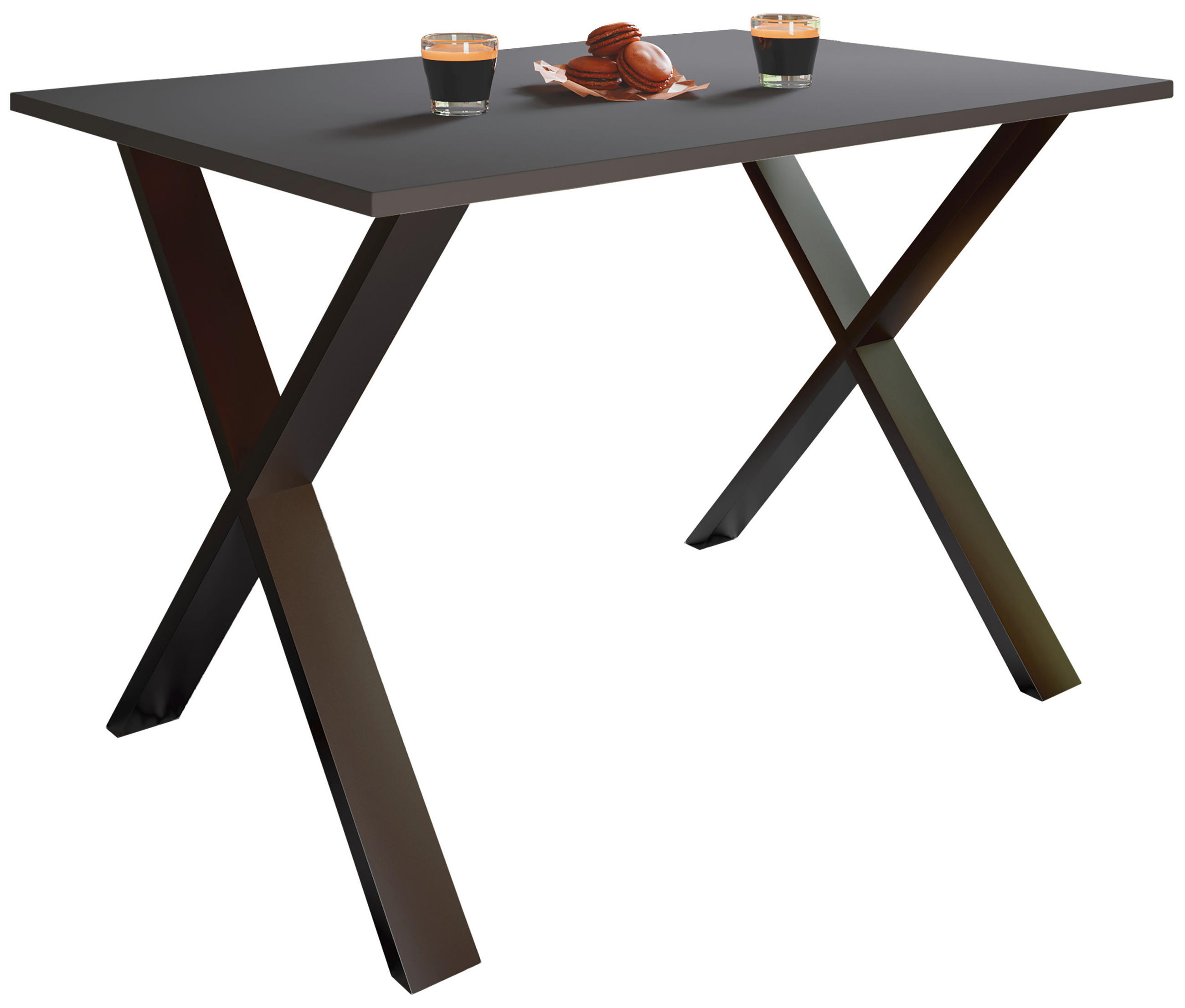 ESSTISCH rechteckig Anthrazit, Schwarz  - Anthrazit/Schwarz, Basics, Holzwerkstoff (140/80/76cm) - MID.YOU