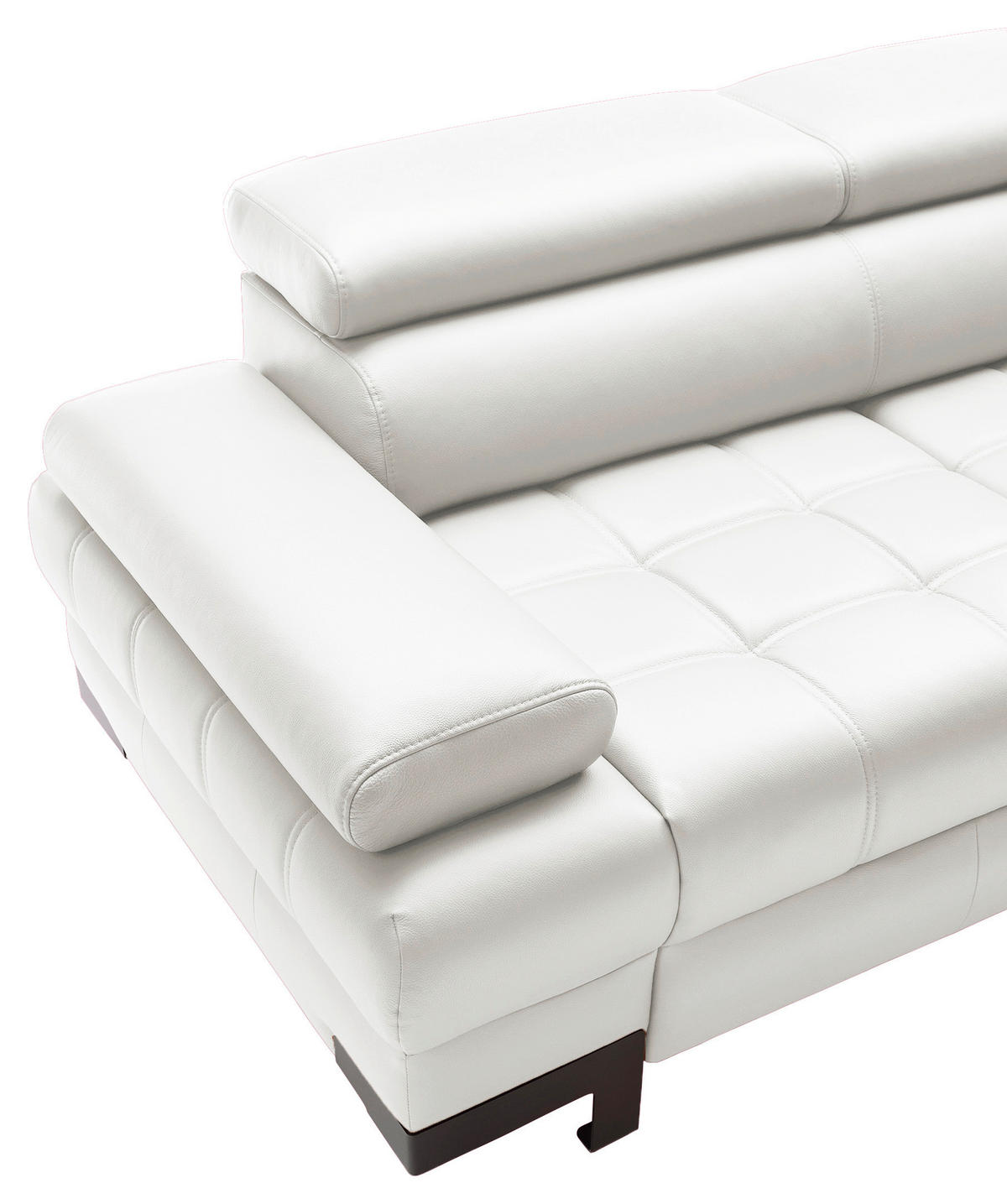 ECKSOFA in Echtleder Weiss  - noir/blanc, Modern, cuir/métal (263/223cm) - Welnova
