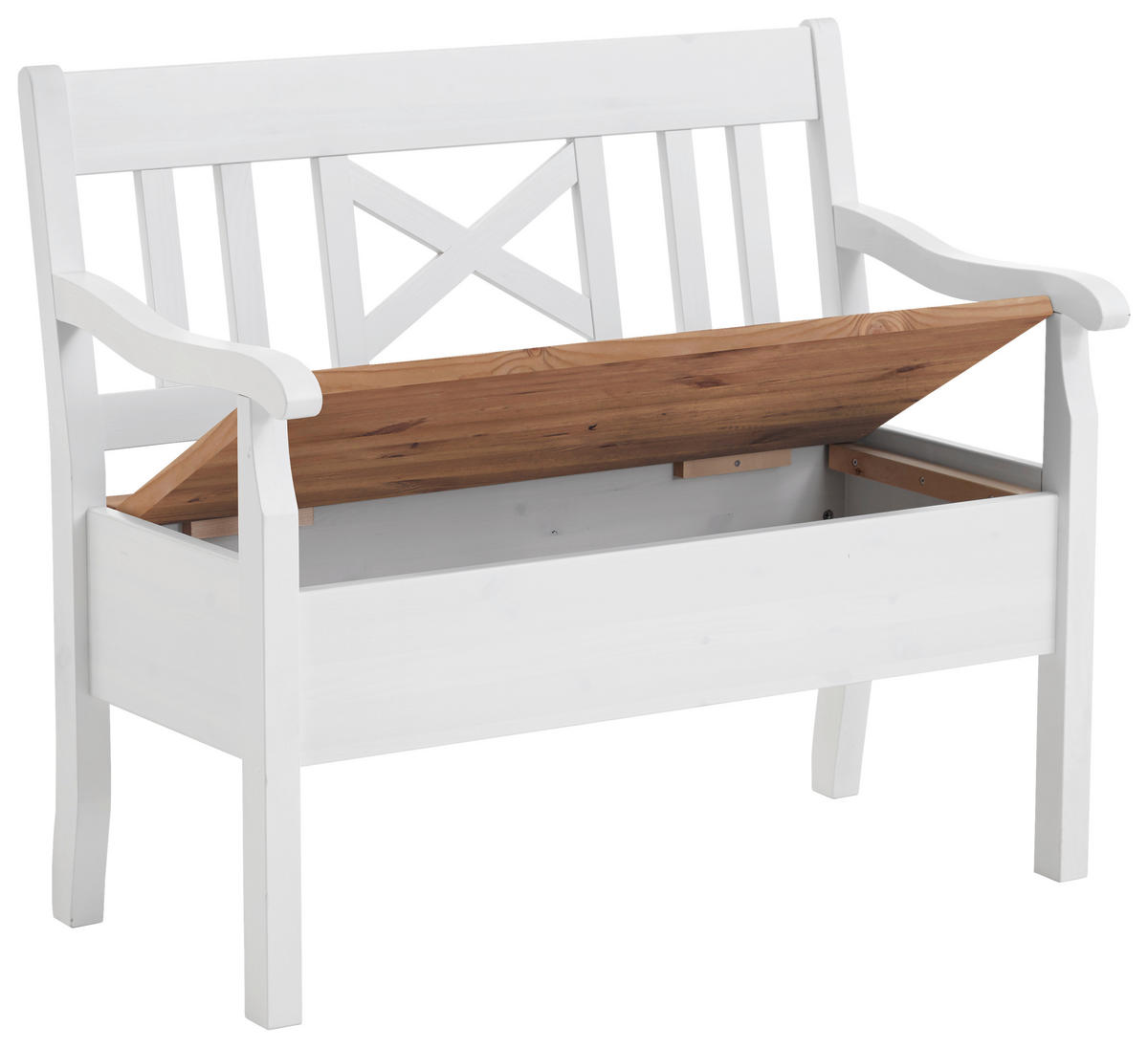 SITZBANK 105/93/58 cm Weiß, Laugenfarbig Kiefer massiv  - Laugenfarbig/Weiß, ROMANTIK / LANDHAUS, Holz (105/93/58cm) - Boxxx