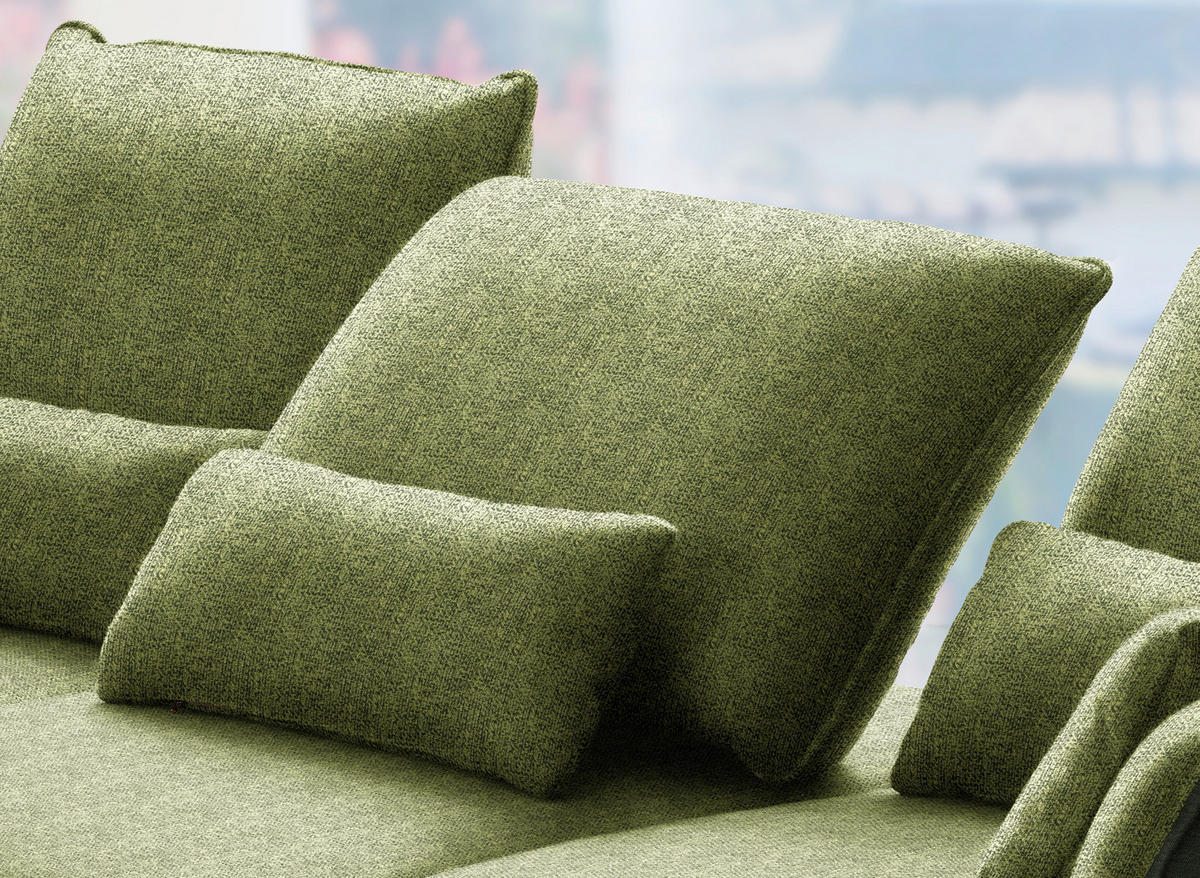 ECKSOFA in Flachgewebe Grün  - Schwarz/Grün, Design, Textil/Metall (191/301cm) - Moderano
