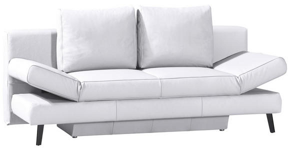SCHLAFSOFA Weiß Echtleder - Schwarz/Weiß, Design, Leder/Metall (200/85/90cm) - Novel