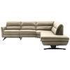 ECKSOFA in Echtleder Ecru  286/258 cm  - Ecru/Schwarz, Design, Leder/Metall (286/258cm) - Schöner Wohnen