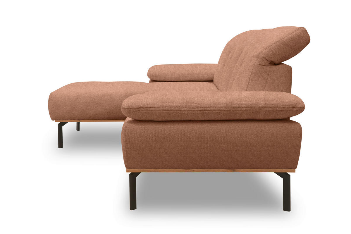 ECKSOFA Rotbraun Mikrofaser  - Wildeiche/Rotbraun, Design, Textil/Metall (242/170cm) - MID.YOU