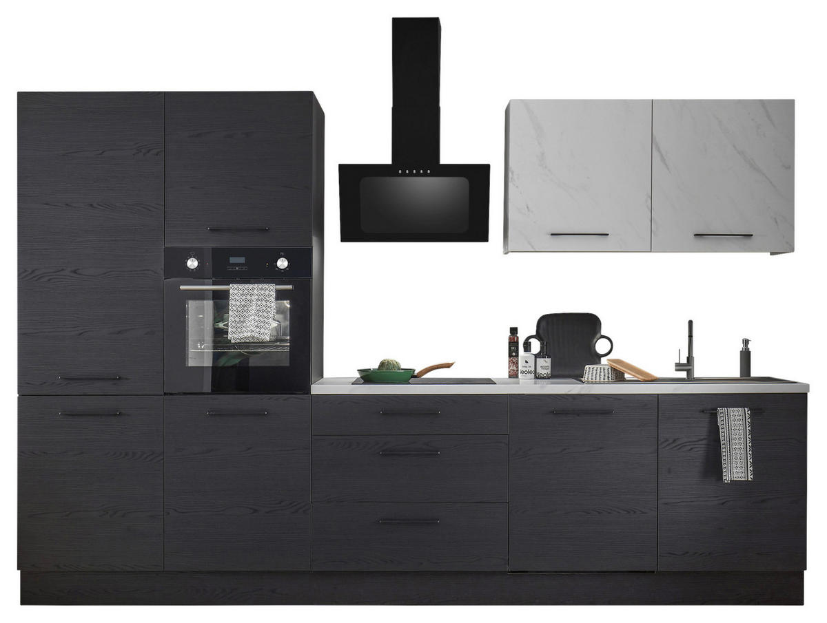 KUCHYNSKÁ LINKA NEW YORK - čierna/sivá, Design, kov/kompozitné drevo (320cm) - MID.YOU