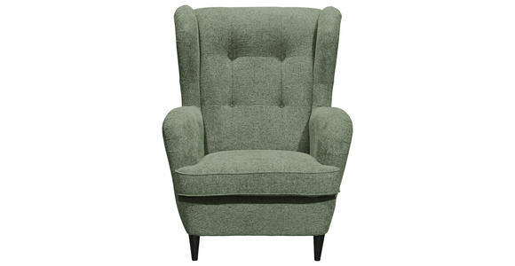 OHRENSESSEL in Webstoff Schwarz, Olivgrün - Schwarz/Olivgrün, Basics, Holz/Textil (78/102/98cm) - Carryhome