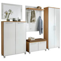 GARDEROBE 6-teilig  in 260/193/40 cm  - Hellbraun/Weiss, Design, Glas/Holz (260/193/40cm)