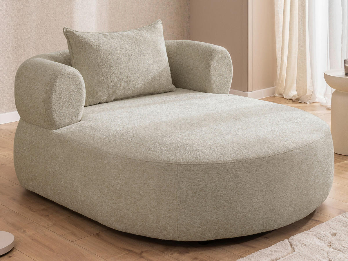 XXL-SESSEL Chenille Beige    - Beige/Schwarz, Design, Kunststoff/Textil (122/76/156cm) - Livetastic