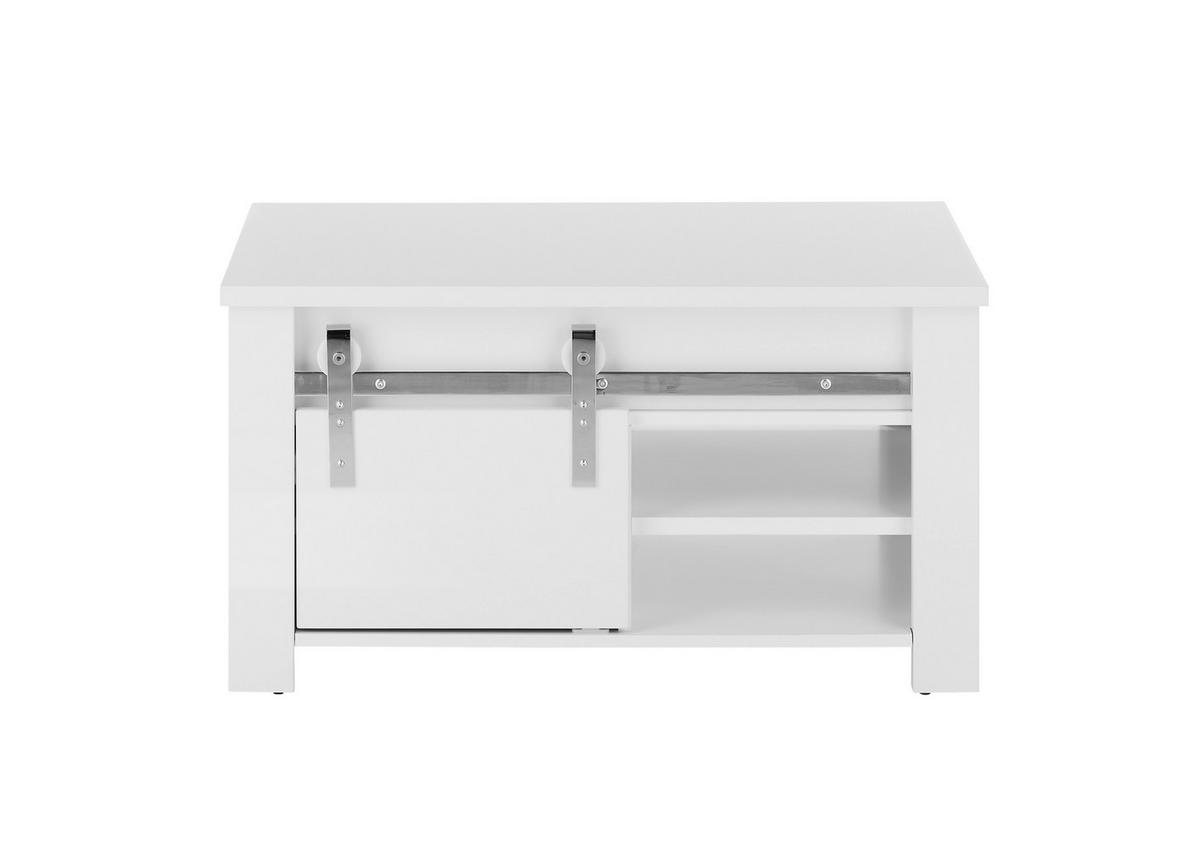 COUCHTISCH - Chromfarben/Weiß Hochglanz, Design, Holzwerkstoff/Metall (93/50/60cm) - Livetastic