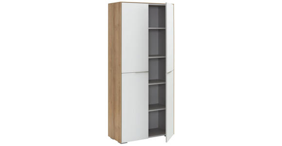 AKTENSCHRANK Eichefarben, Weiß - Eichefarben/Weiß, Design, Glas/Holzwerkstoff (80,8/181,6/37cm) - Voleo