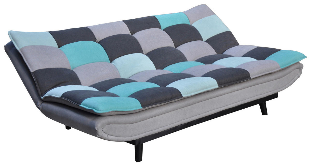 ZOFA S POSTELJNO FUNKCIJO,  svetlo siva, svetlo modra, temno siva kovina, tekstil  - svetlo modra/temno siva, Design, kovina/tekstil (194/90/100cm) - Ti'me