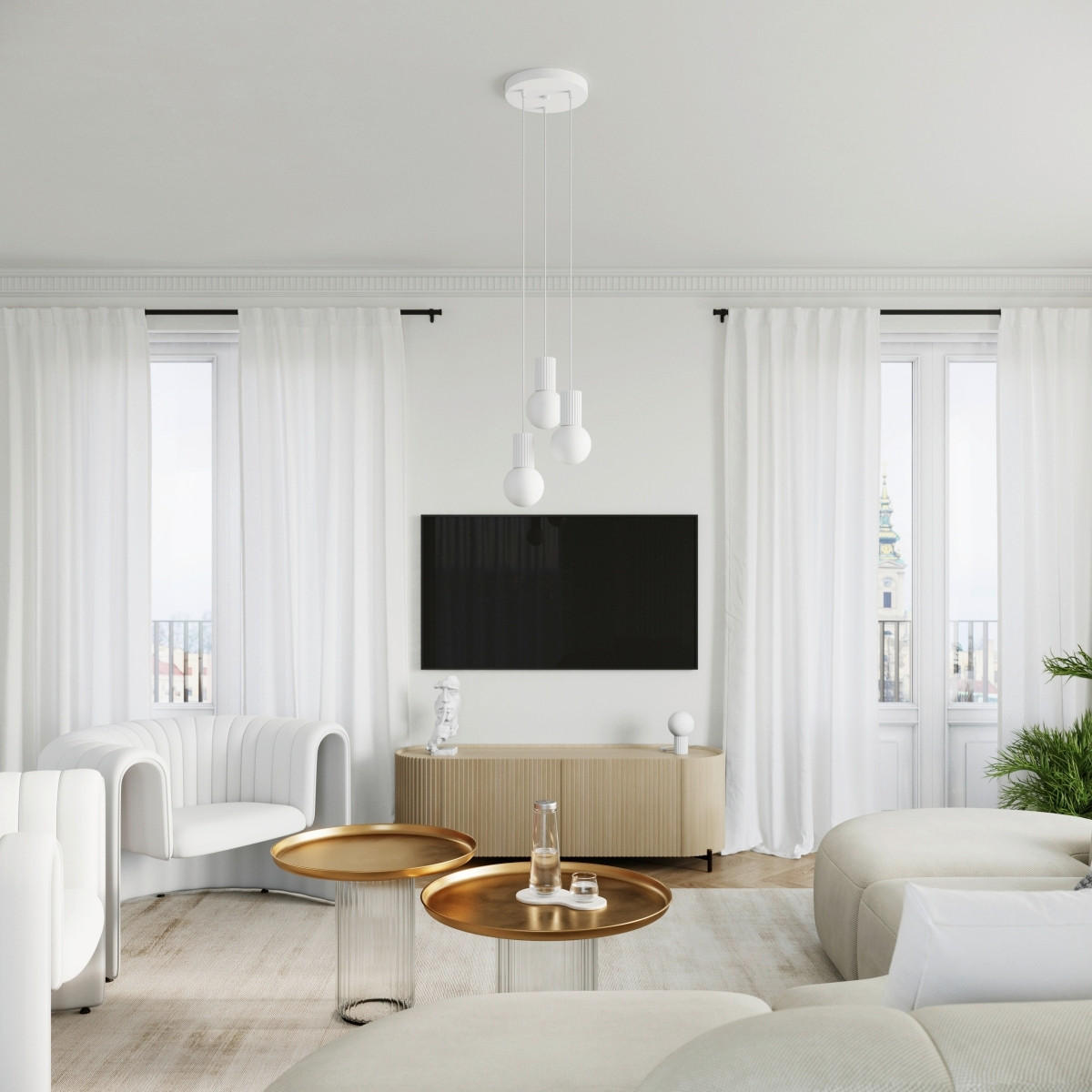 PENDELLEUCHTE Halo 25/25/125 cm  - Weiß, KONVENTIONELL, Metall (25/25/125cm)