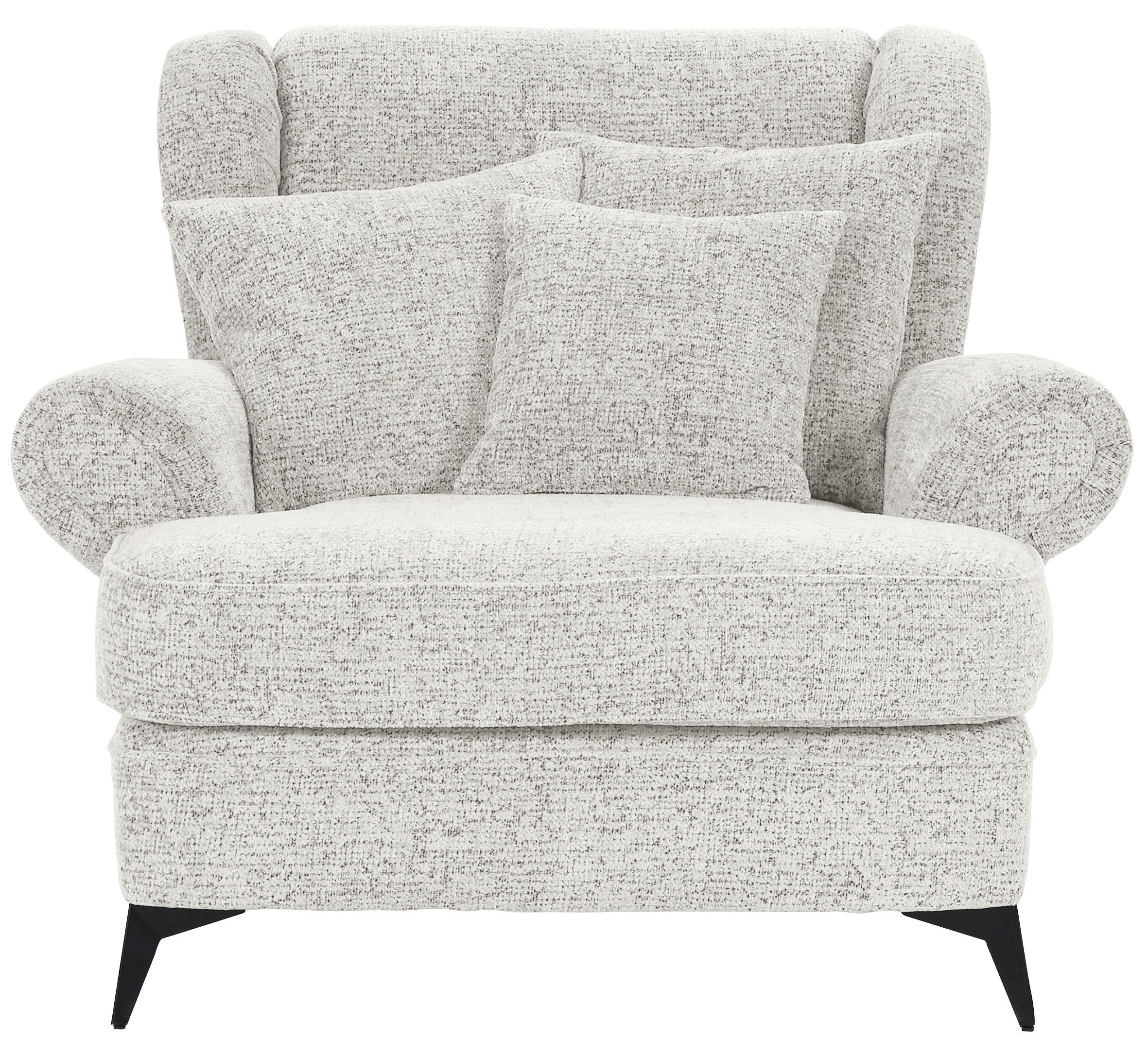 XXL-SESSEL in Chenille Beige - Beige/Schwarz, Romantik / Landhaus, Textil/Metall (125/102/137cm) - Landscape