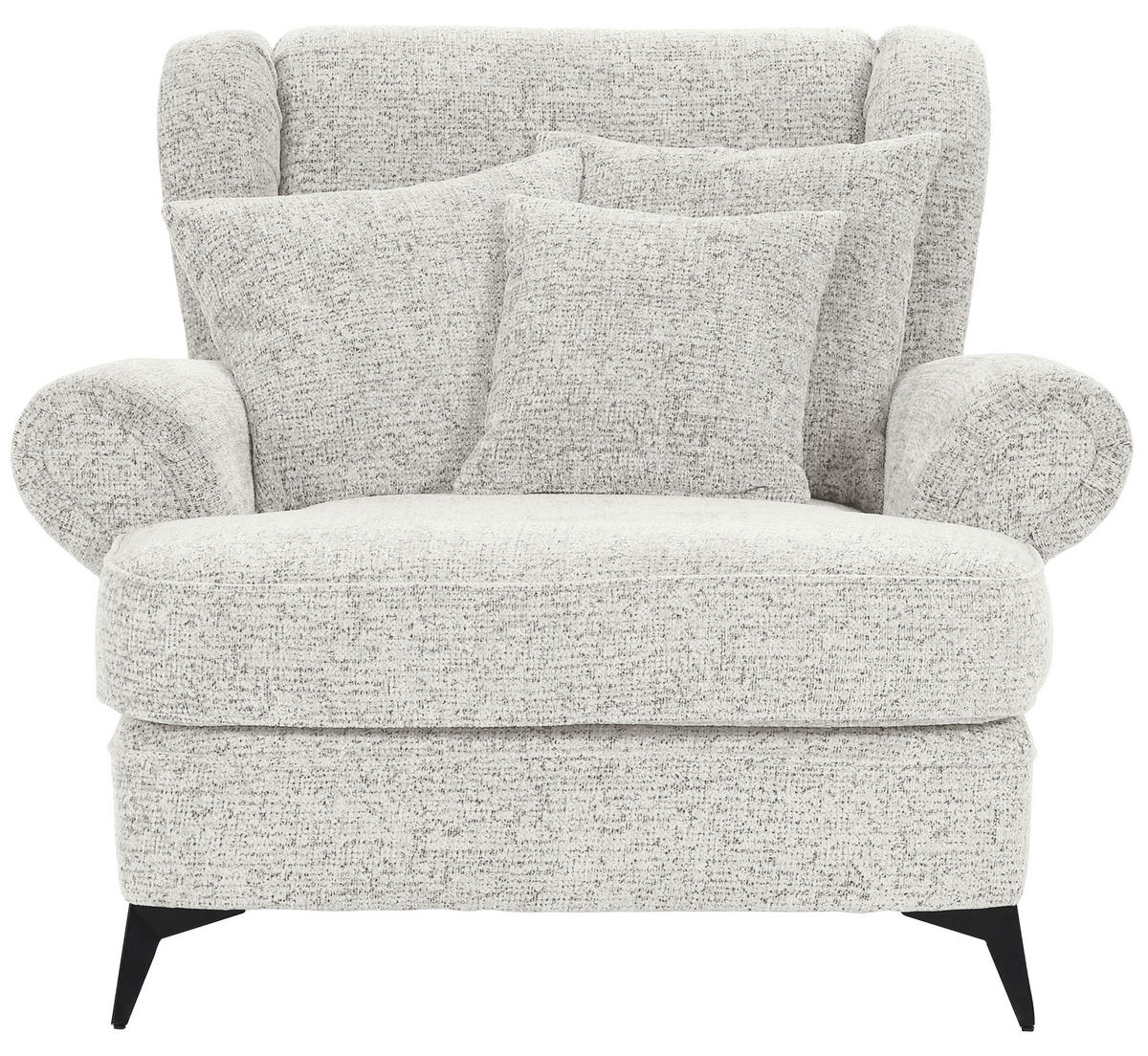 XXL-SESSEL in Chenille Beige  - Beige/Schwarz, Romantik / Landhaus, Textil/Metall (125/102/137cm) - Landscape