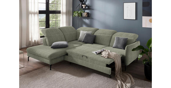 ECKSOFA in Flachgewebe Grün 233/299-313 cm - Schwarz/Grün, Design, Textil/Metall (233/299-313cm) - Dieter Knoll