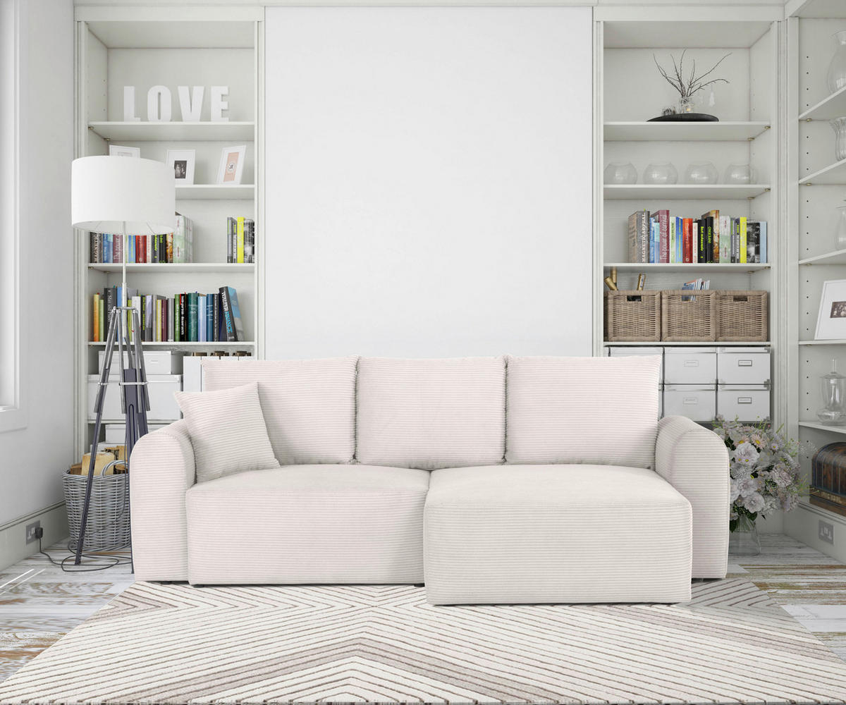 ECKSOFA in Cord Weiss  - Weiss, Design, Textil (250/151cm) - MID.YOU