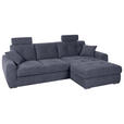 ECKSOFA in Mikrofaser Blau  - Chromfarben/Blau, MODERN, Kunststoff/Textil (276/193cm) - Hom`in