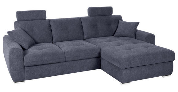 ECKSOFA in Mikrofaser Blau  - Chromfarben/Blau, MODERN, Kunststoff/Textil (276/193cm) - Hom`in