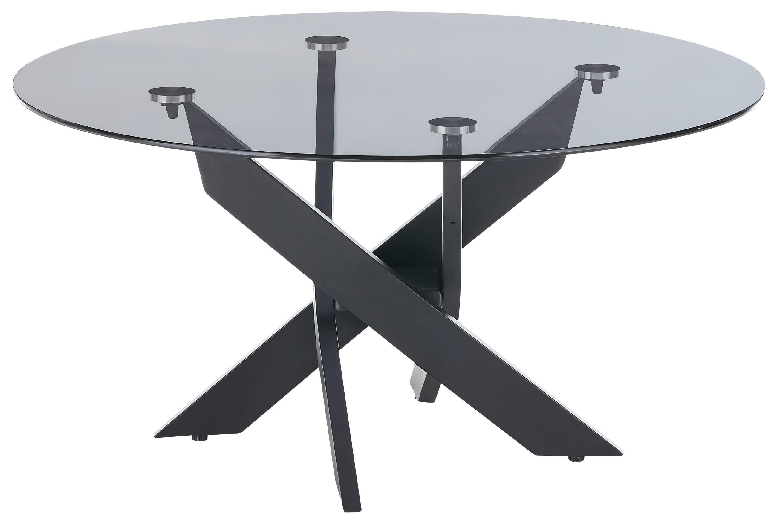 COUCHTISCH Sicherheitsglas rund Grau, Schwarz  - Schwarz/Grau, Design, Glas/Metall (80/45cm) - Linea Natura
