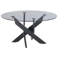 COUCHTISCH Sicherheitsglas rund Grau, Schwarz  - Schwarz/Grau, Design, Glas/Metall (80/45cm) - Linea Natura