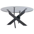 COUCHTISCH Sicherheitsglas rund Grau, Schwarz  - Schwarz/Grau, Design, Glas/Metall (80/45cm) - Linea Natura