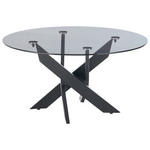 COUCHTISCH Sicherheitsglas rund Grau, Schwarz  - Schwarz/Grau, Design, Glas/Metall (80/45cm) - Linea Natura