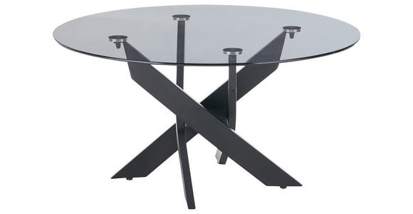 COUCHTISCH Sicherheitsglas rund Grau, Schwarz  - Schwarz/Grau, Design, Glas/Metall (80/45cm) - Linea Natura