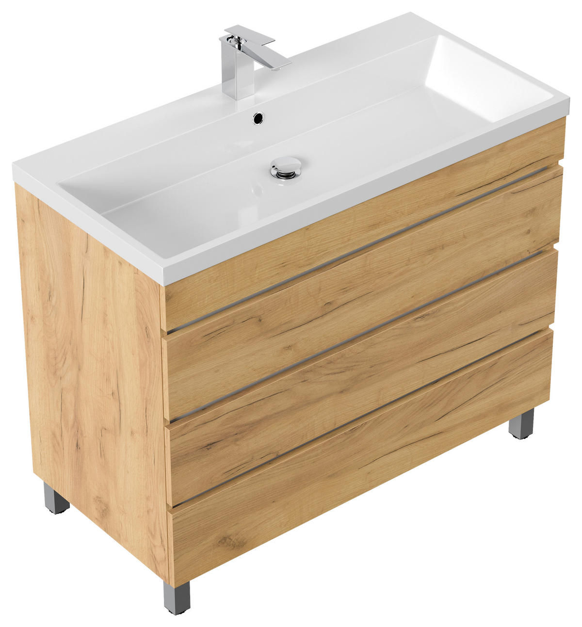 WASCHTISCHKOMBI 100 cm  - Eichefarben/Weiß, Basics, Holzwerkstoff/Stein (100cm) - MID.YOU